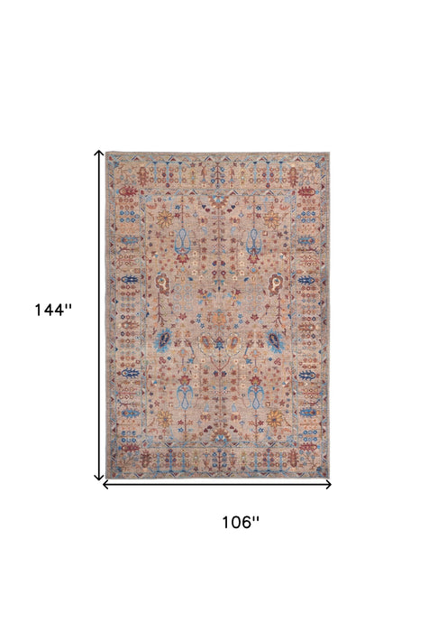 4' X 6' Tan Pink And Blue Floral Power Loom Area Rug