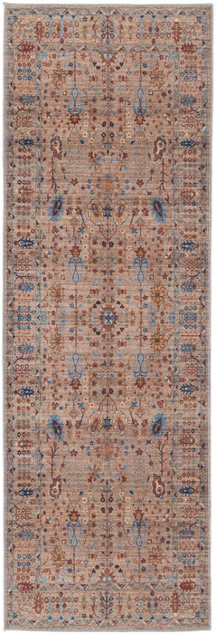 4' X 6' Tan Pink And Blue Floral Power Loom Area Rug