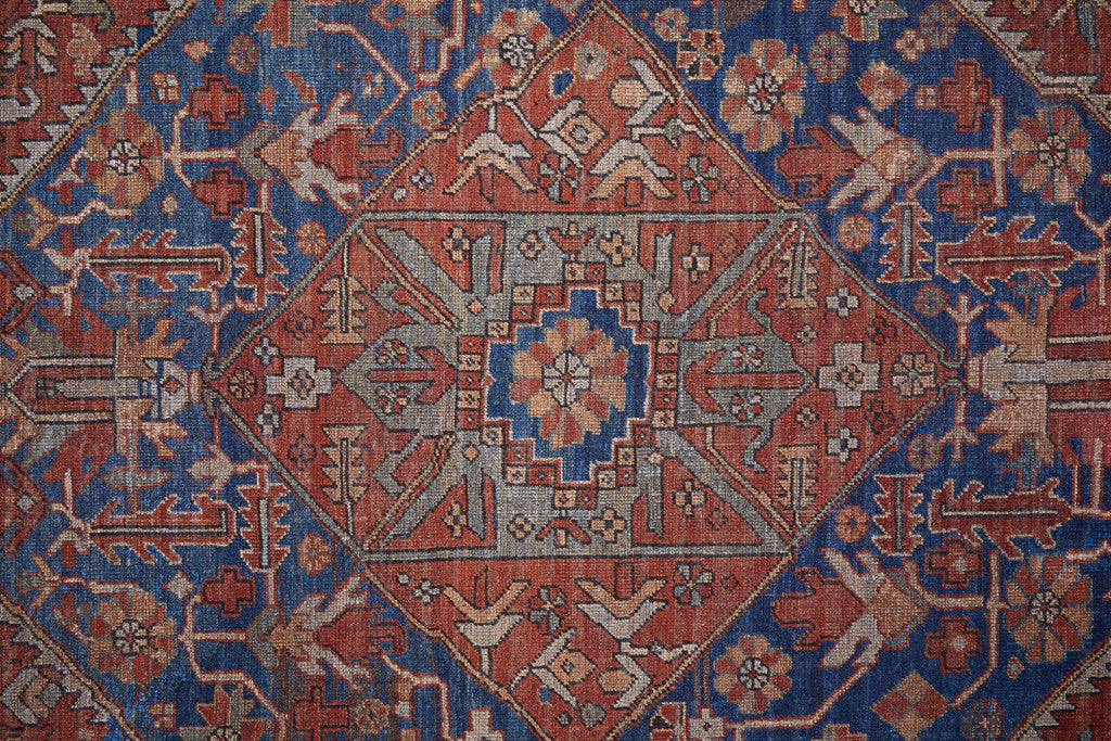 4' X 6' Red Tan And Blue Floral Power Loom Area Rug