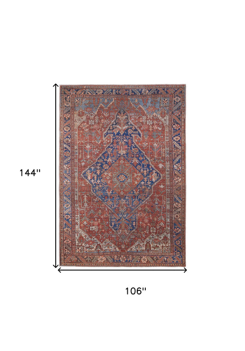 4' X 6' Red Tan And Blue Floral Power Loom Area Rug