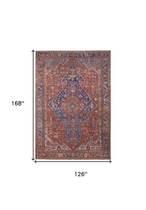 4' X 6' Red Tan And Blue Floral Power Loom Area Rug