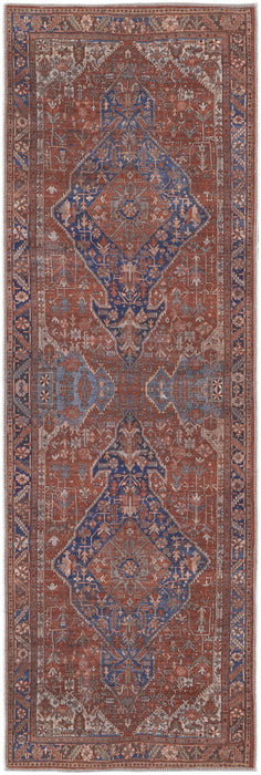 4' X 6' Red Tan And Blue Floral Power Loom Area Rug