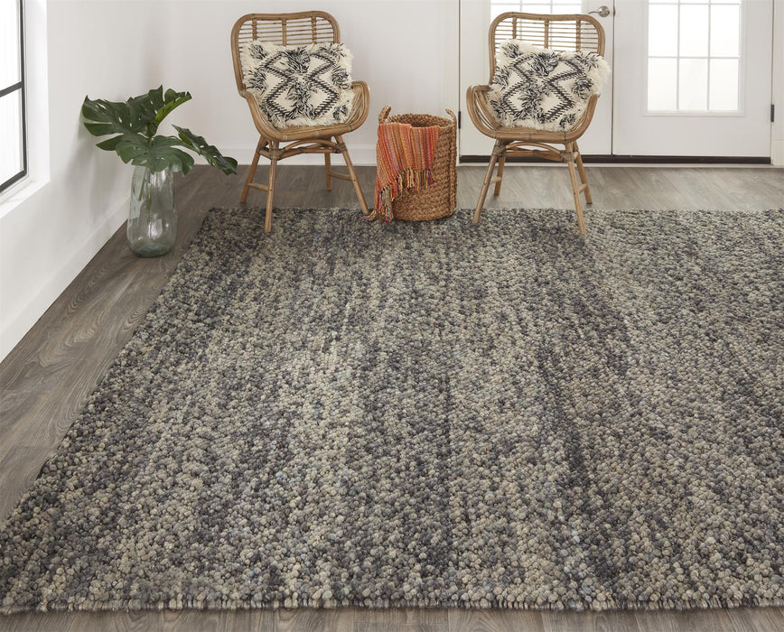 10' X 13' Gray Taupe And Black Wool Hand Woven Stain Resistant Area Rug