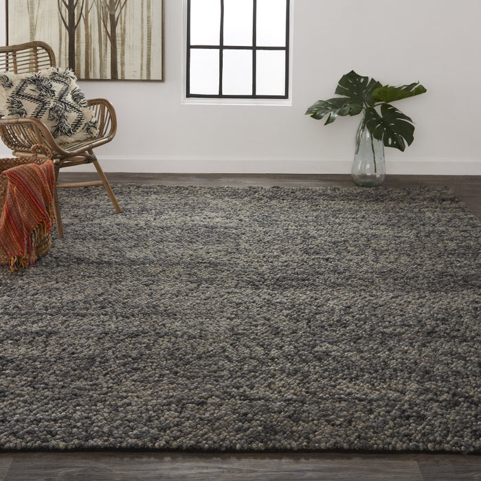 10' X 13' Gray Taupe And Black Wool Hand Woven Stain Resistant Area Rug