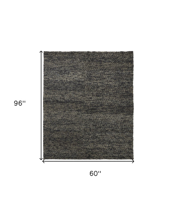 10' X 13' Gray Taupe And Black Wool Hand Woven Stain Resistant Area Rug