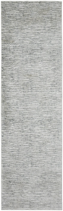 10' X 13' Gray Green And Ivory Striped Distressed Stain Resistant Area Rug - herplace.store