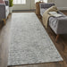 10' X 13' Gray Green And Ivory Striped Distressed Stain Resistant Area Rug - herplace.store