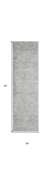 10' X 13' Gray Green And Ivory Striped Distressed Stain Resistant Area Rug - herplace.store