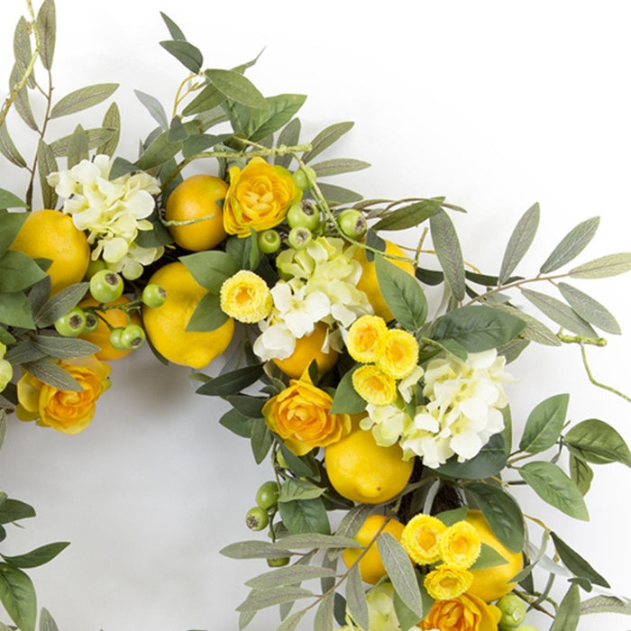 28" Green and Yellow Artificial Summer Lemon Wreath