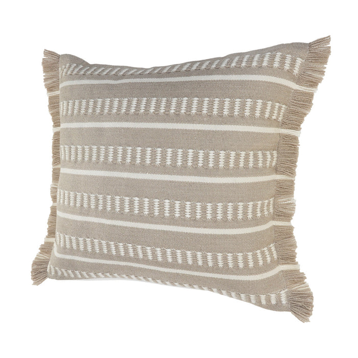 24" X 24" Tan Zippered Coastal Indoor Outdoor Throw Pillow