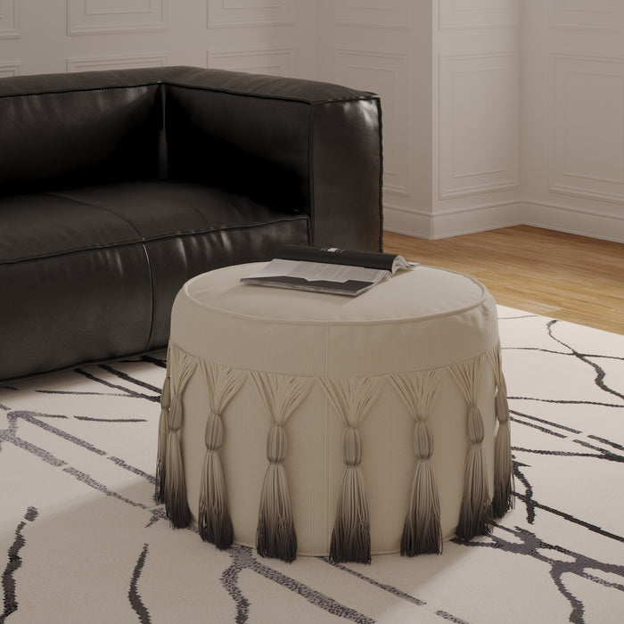 20" Beige 100% Cotton Ottoman