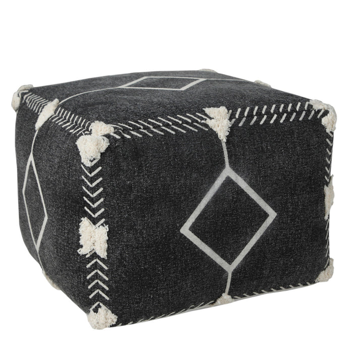 18" Black 100% Cotton Ottoman