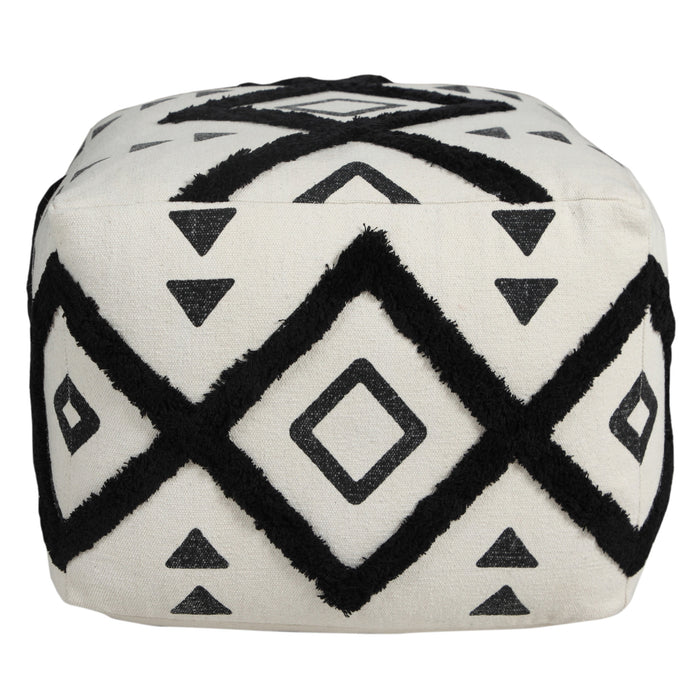 18" White 100% Cotton Ottoman