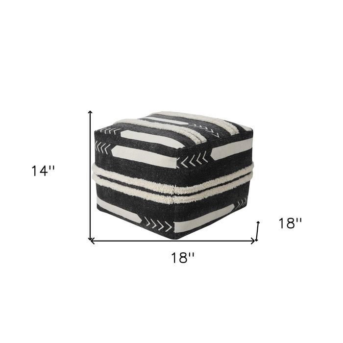 18" Black 100% Cotton Ottoman