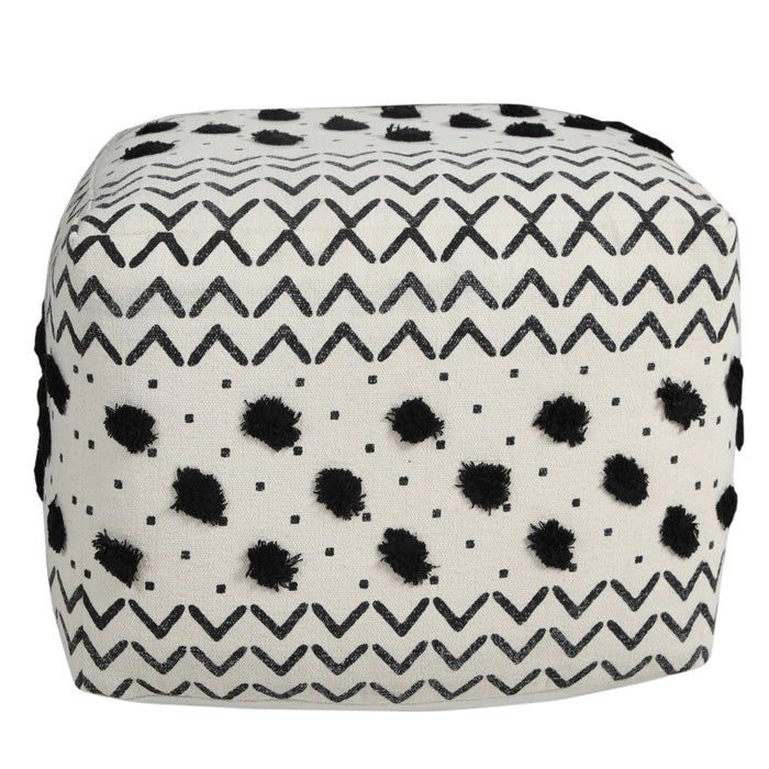 18" White 100% Cotton Ottoman