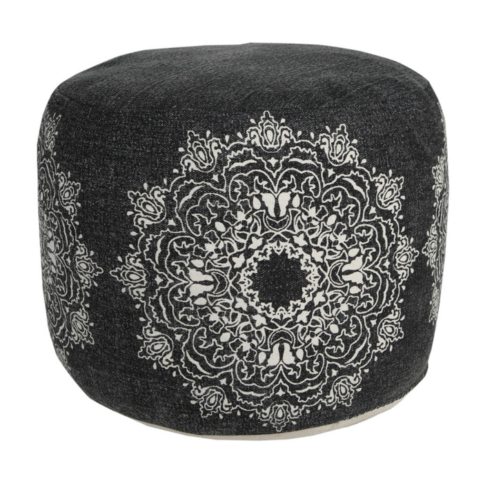 18" Black 100% Cotton Ottoman