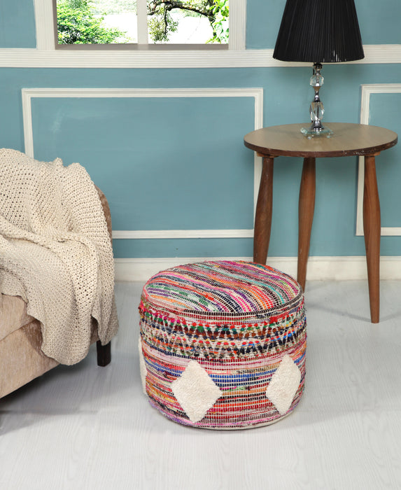 18" Multicolored Cotton Blend Ottoman