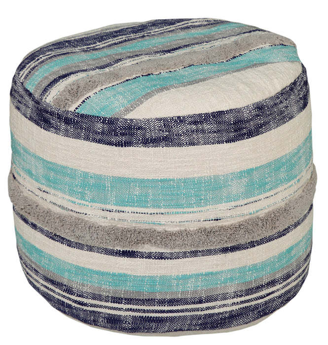 18" Blue 100% Cotton Ottoman