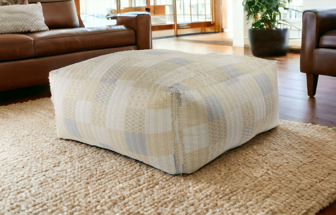 48" Cream 100% Cotton Ottoman