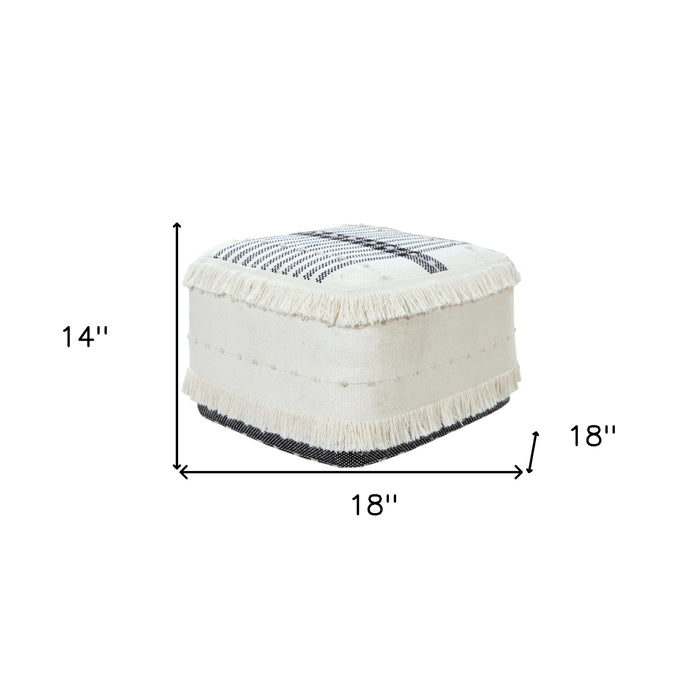 18" White 100% Cotton Ottoman