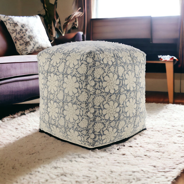 20" Beige 100% Cotton Ottoman