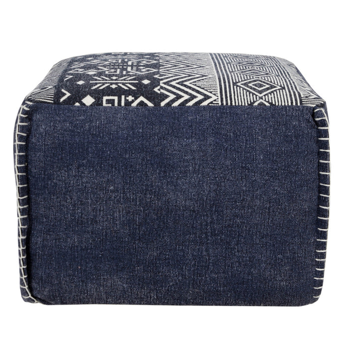 18" Blue 100% Cotton Ottoman