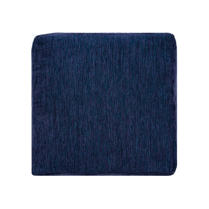 18" Blue Polyester Blend Ottoman