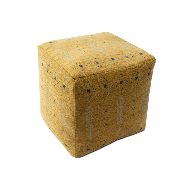 18" Yellow Polyester Blend Ottoman