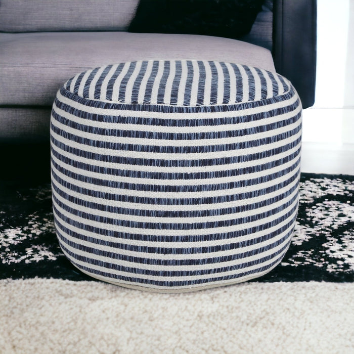 18" Blue 100% Cotton Ottoman