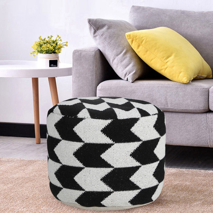 18" Black Cotton Blend Ottoman