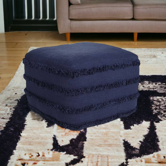 18" Blue 100% Cotton Ottoman