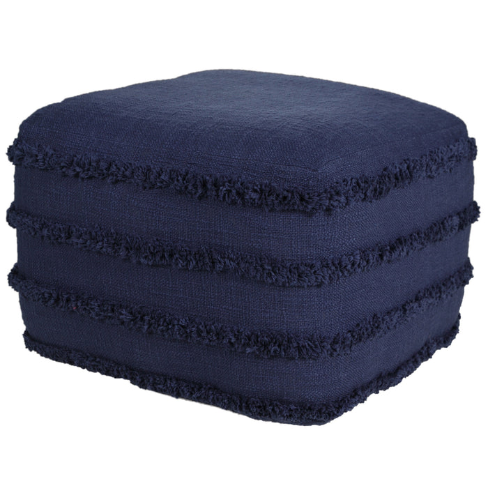 18" Blue 100% Cotton Ottoman