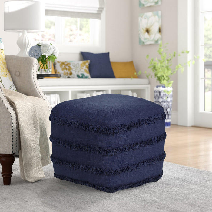 18" Blue 100% Cotton Ottoman