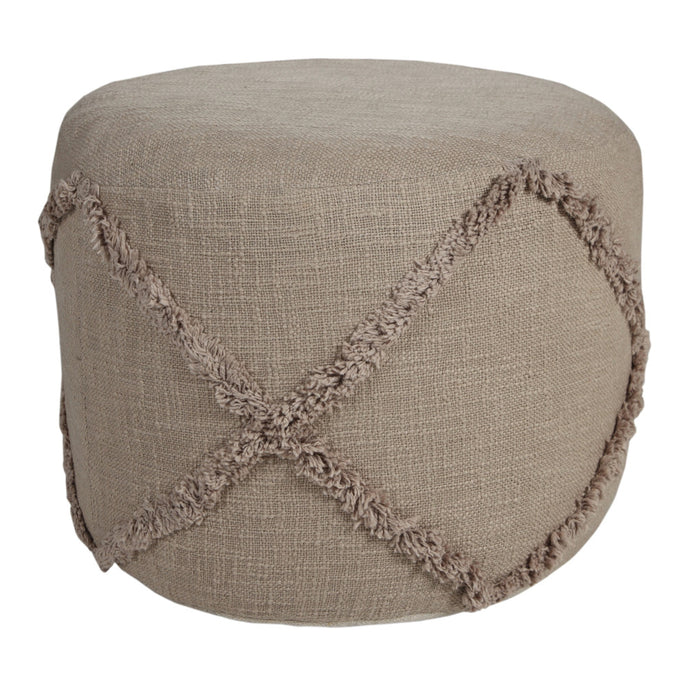 18" Cream 100% Cotton Ottoman