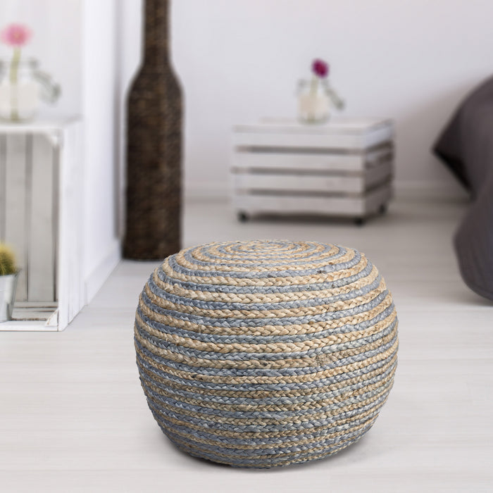 20" Gray Jute Ottoman