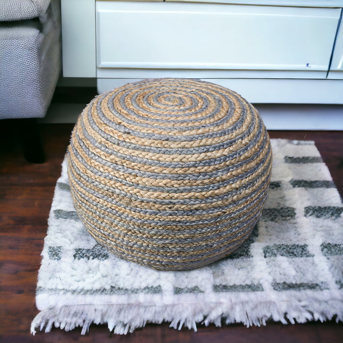 20" Gray Jute Ottoman