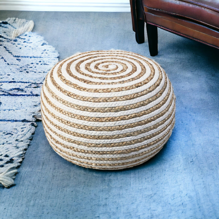 20" Gray Jute Ottoman