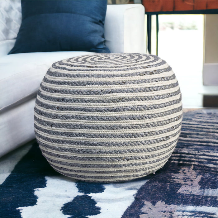 20" Gray Jute Ottoman