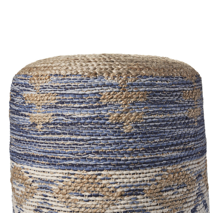 18" Blue Jute Ottoman