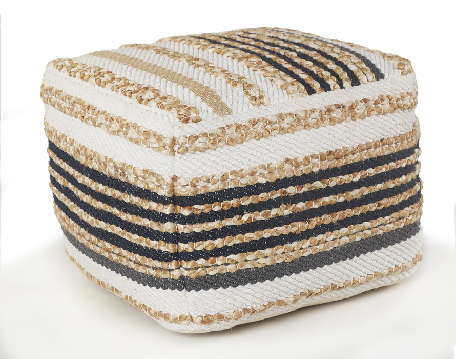 18" Tan Jute Ottoman