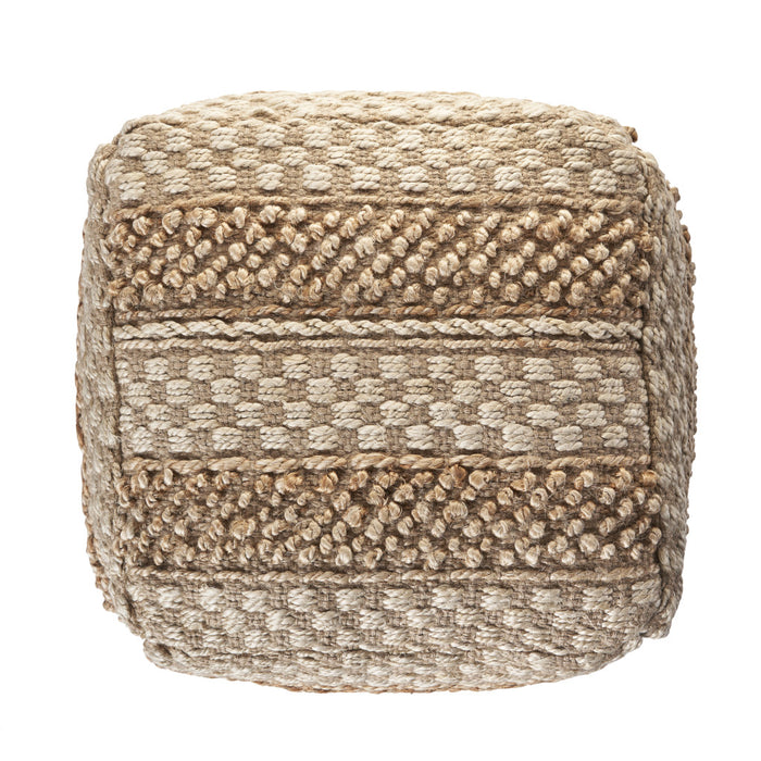 18" Tan Jute Ottoman