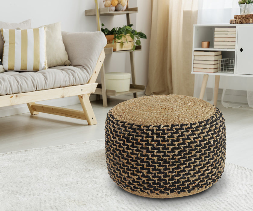 18" Tan Jute Ottoman