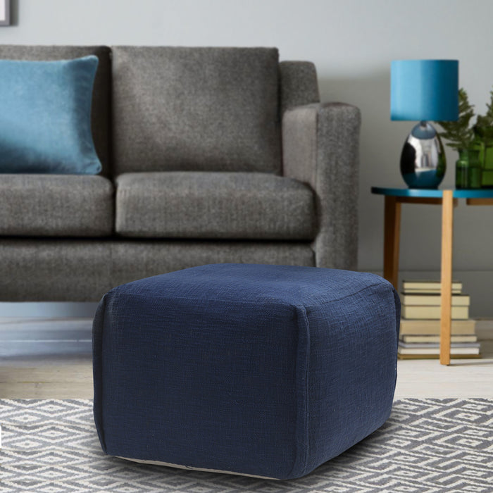 18" Blue 100% Cotton Ottoman