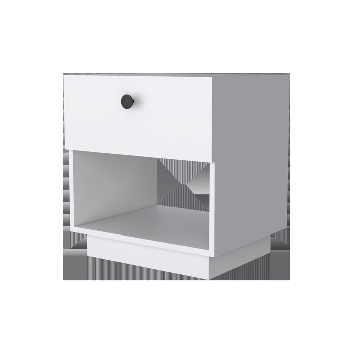 20" White One Drawer Nightstand With Integrated Tech