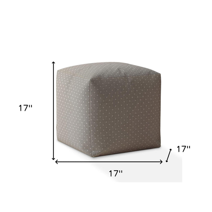 17" Gray Cotton Polka Dots Pouf Ottoman