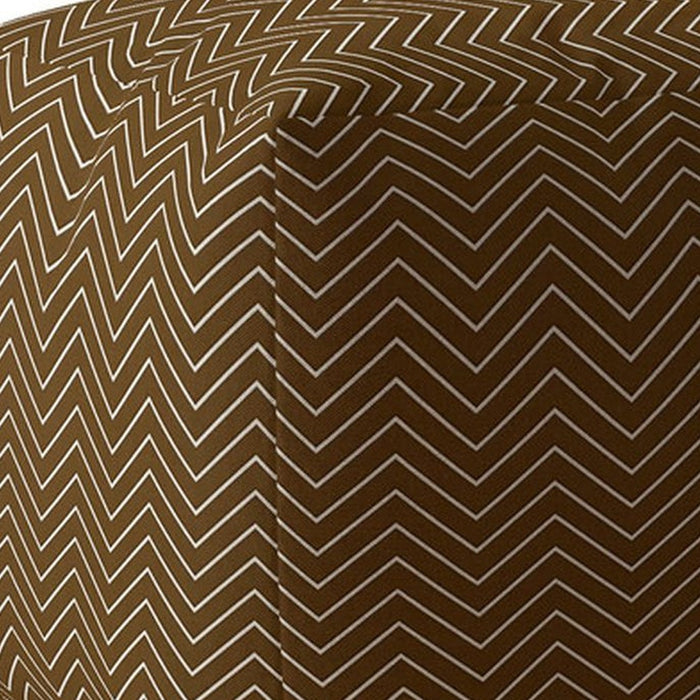 17" Brown Cotton Chevron Pouf Ottoman