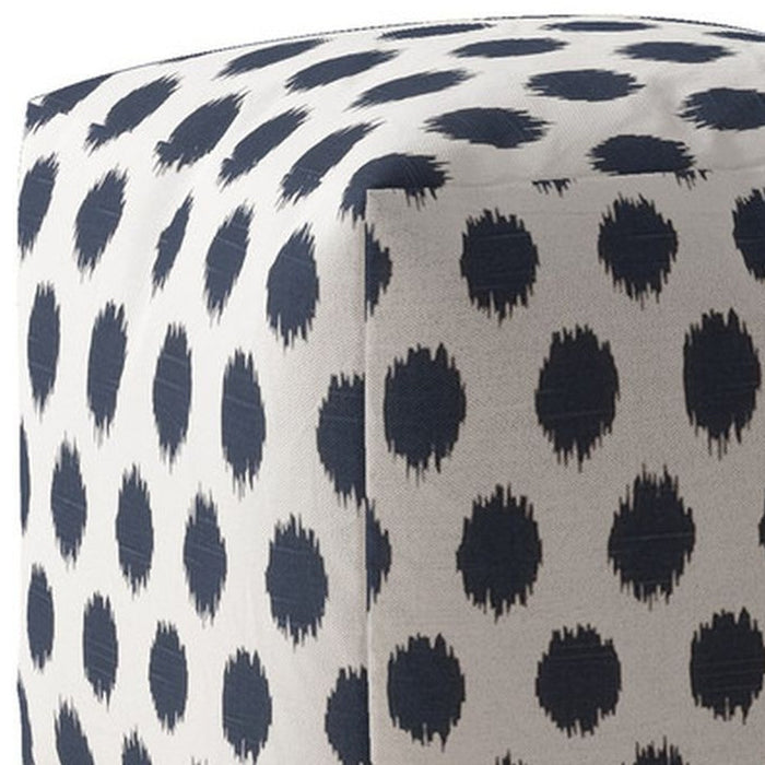 17" Blue and White Canvas Polka Dots Pouf Ottoman