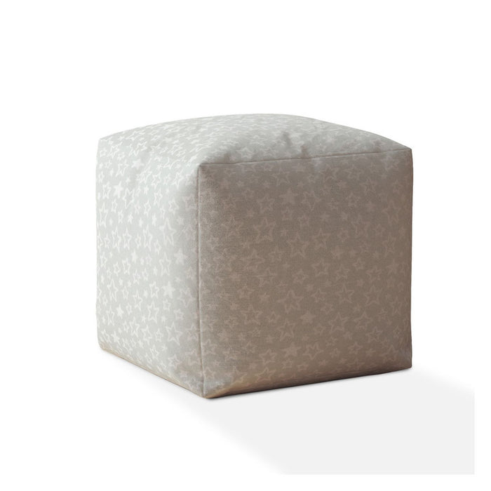 17" Gray Cotton Stars Pouf Ottoman