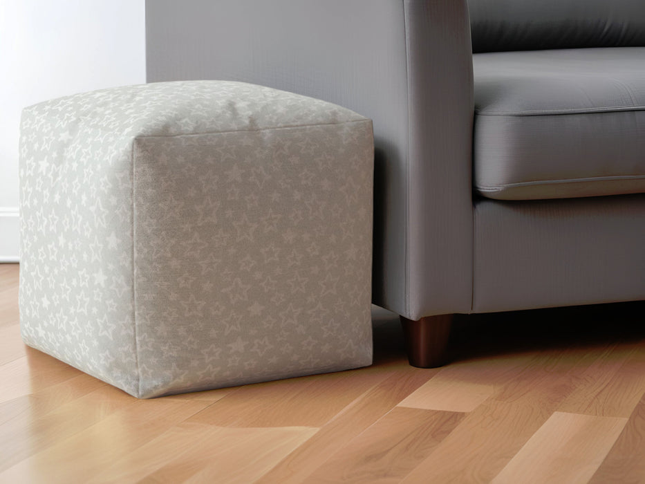 17" Gray Cotton Stars Pouf Ottoman