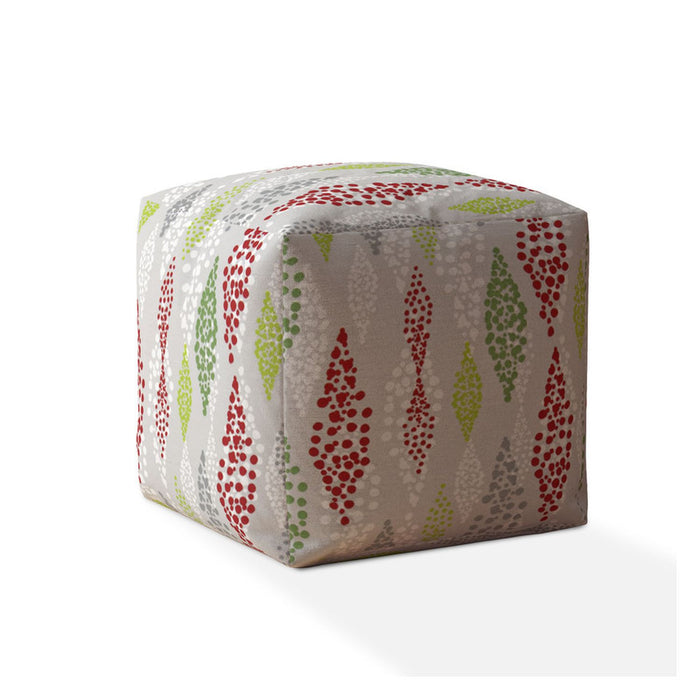 17" Green Cotton Polka Dots Pouf Cover